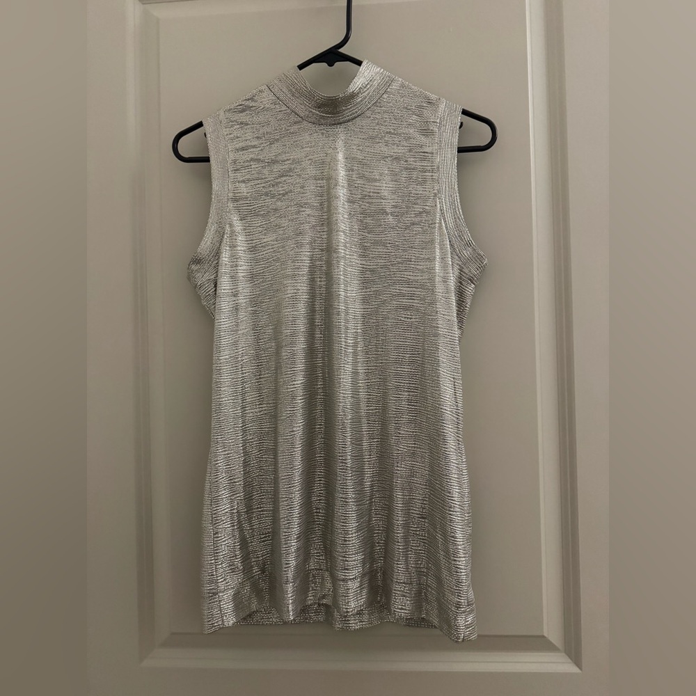 Chelsea & Theodore Metallic Silver Tank Top